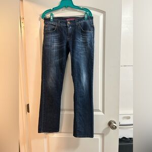Miss Sixty Women's Dark Wash Vintage Y2K‎ Jeans – Metal Logo Back Pocket 27